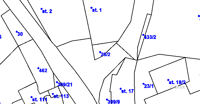 Parcela st. 26/2 v KÚ Druhlice, Katastrální mapa