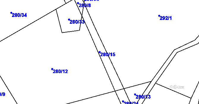 Parcela st. 280/15 v KÚ Druhlice, Katastrální mapa