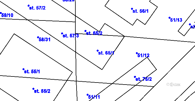 Parcela st. 65/1 v KÚ Druhlice, Katastrální mapa