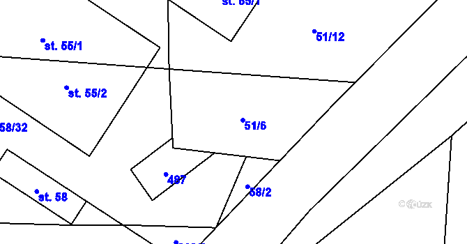 Parcela st. 75/1 v KÚ Druhlice, Katastrální mapa