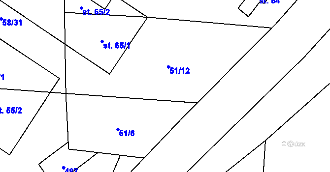 Parcela st. 75/2 v KÚ Druhlice, Katastrální mapa