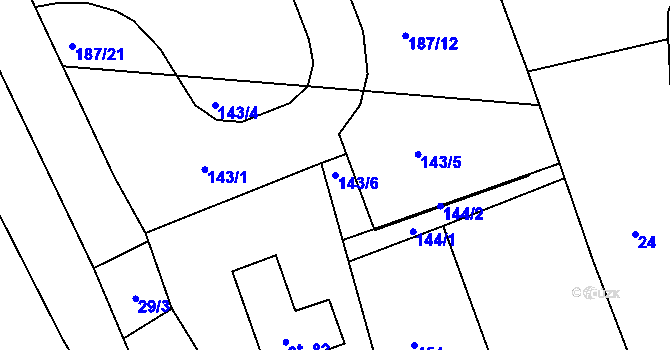 Parcela st. 143/6 v KÚ Druhlice, Katastrální mapa