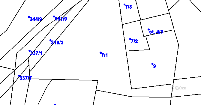 Parcela st. 7/1 v KÚ Dalešice nad Vltavou, Katastrální mapa