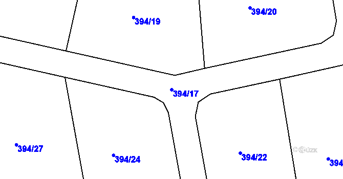 Parcela st. 394/17 v KÚ Dalešice nad Vltavou, Katastrální mapa