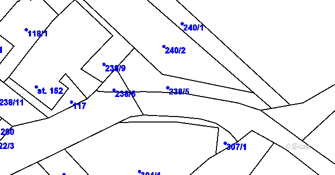 Parcela st. 238/5 v KÚ Dalešice, Katastrální mapa