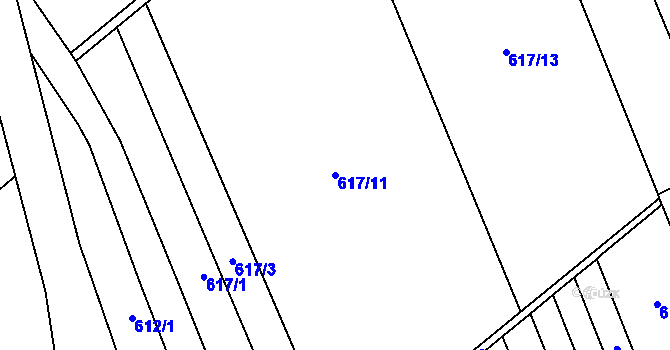 Parcela st. 617/11 v KÚ Dalešice, Katastrální mapa