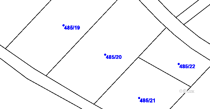 Parcela st. 485/20 v KÚ Dalešice, Katastrální mapa