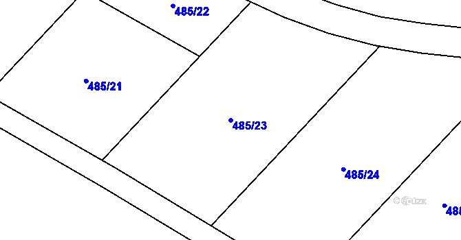Parcela st. 485/23 v KÚ Dalešice, Katastrální mapa