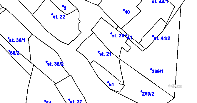 Parcela st. 21 v KÚ Stropešín, Katastrální mapa
