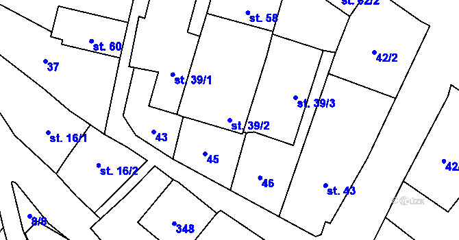 Parcela st. 39/2 v KÚ Stropešín, Katastrální mapa