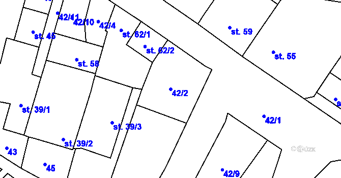 Parcela st. 42/2 v KÚ Stropešín, Katastrální mapa
