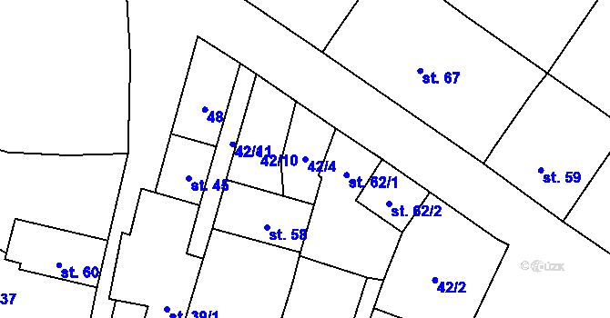 Parcela st. 42/4 v KÚ Stropešín, Katastrální mapa