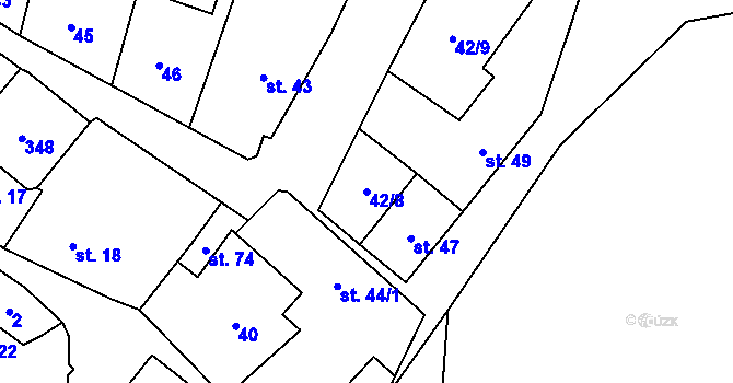 Parcela st. 42/8 v KÚ Stropešín, Katastrální mapa