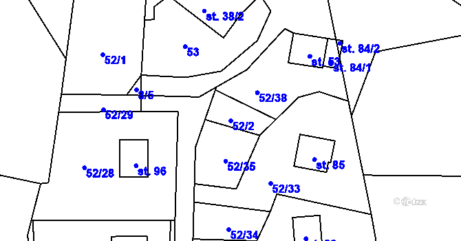 Parcela st. 52/2 v KÚ Stropešín, Katastrální mapa