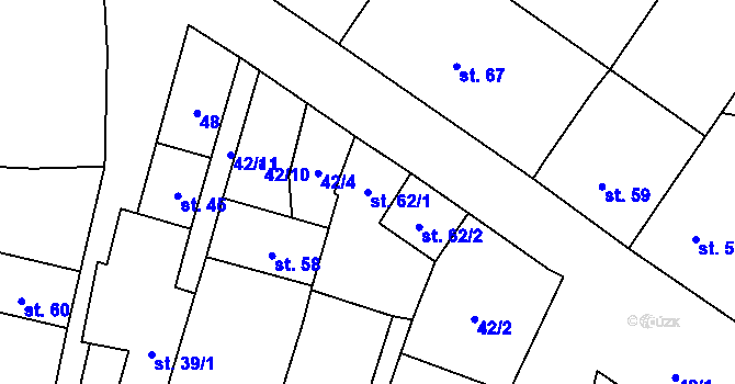 Parcela st. 62/1 v KÚ Stropešín, Katastrální mapa