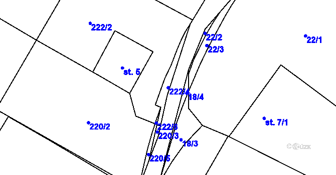 Parcela st. 222/4 v KÚ Stropešín, Katastrální mapa