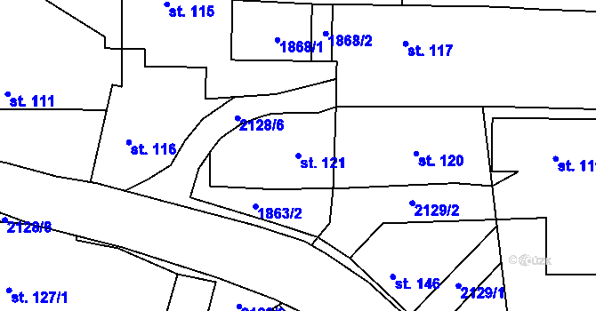 Parcela st. 121 v KÚ Dalkovice, Katastrální mapa