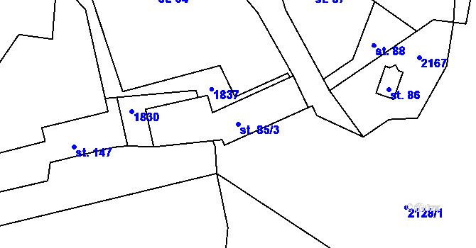 Parcela st. 85/3 v KÚ Dalkovice, Katastrální mapa