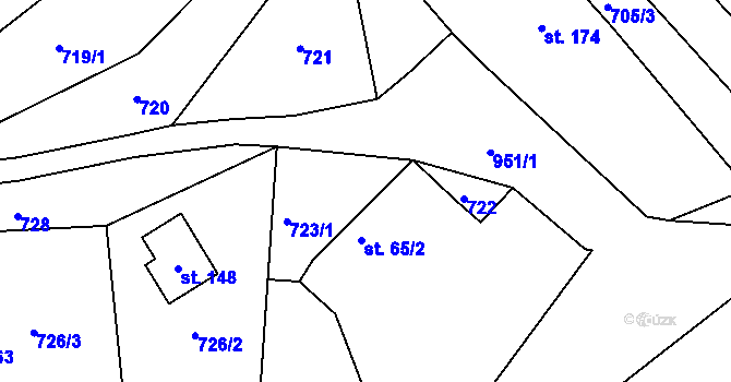 Parcela st. 65/2 v KÚ Dalov, Katastrální mapa