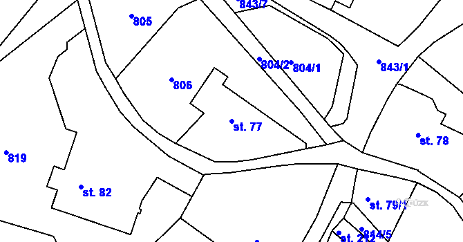 Parcela st. 77 v KÚ Dalov, Katastrální mapa