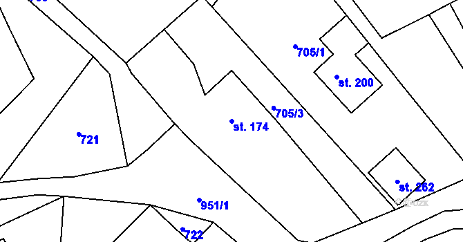 Parcela st. 174 v KÚ Dalov, Katastrální mapa