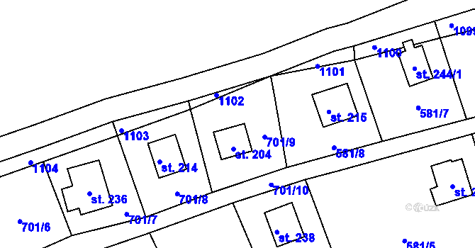 Parcela st. 204 v KÚ Dalov, Katastrální mapa