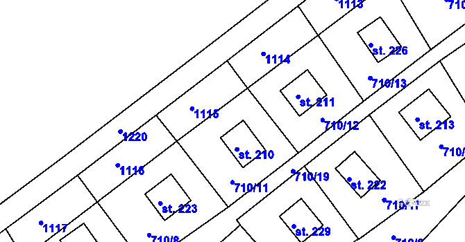 Parcela st. 210 v KÚ Dalov, Katastrální mapa