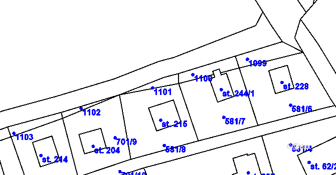 Parcela st. 215 v KÚ Dalov, Katastrální mapa