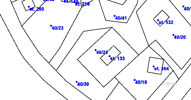 Parcela st. 40/21 v KÚ Dalov, Katastrální mapa
