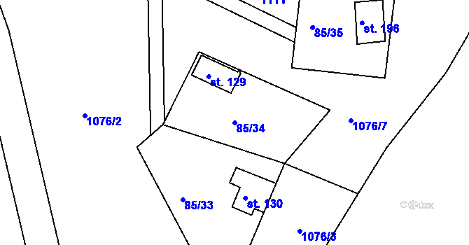 Parcela st. 85/34 v KÚ Dalov, Katastrální mapa