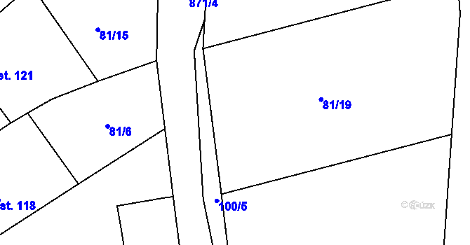 Parcela st. 100/5 v KÚ Dalov, Katastrální mapa