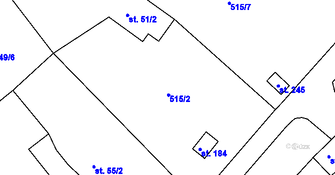 Parcela st. 515/2 v KÚ Dalov, Katastrální mapa