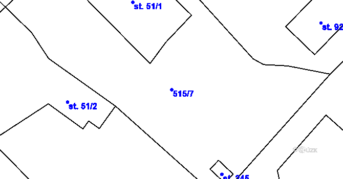 Parcela st. 515/7 v KÚ Dalov, Katastrální mapa