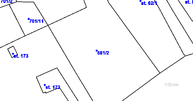Parcela st. 581/2 v KÚ Dalov, Katastrální mapa