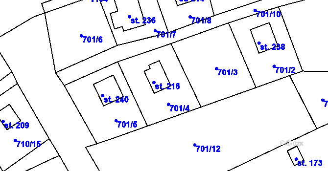 Parcela st. 701/4 v KÚ Dalov, Katastrální mapa