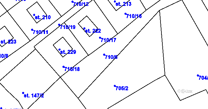 Parcela st. 710/6 v KÚ Dalov, Katastrální mapa