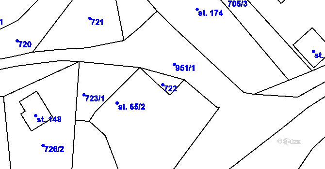 Parcela st. 722 v KÚ Dalov, Katastrální mapa