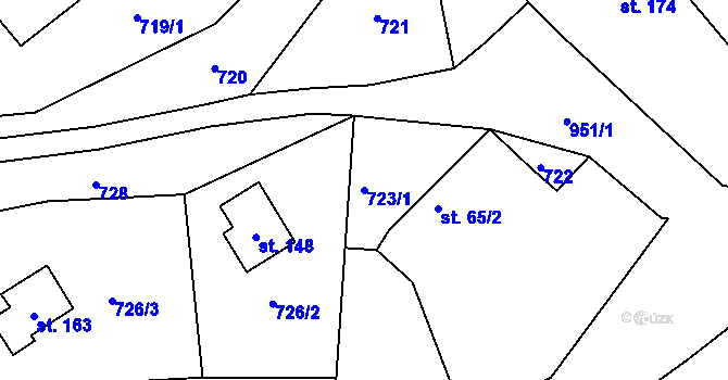 Parcela st. 723/1 v KÚ Dalov, Katastrální mapa
