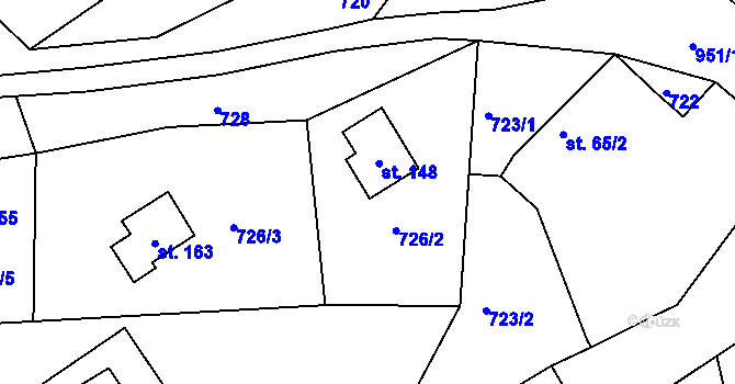 Parcela st. 726/2 v KÚ Dalov, Katastrální mapa