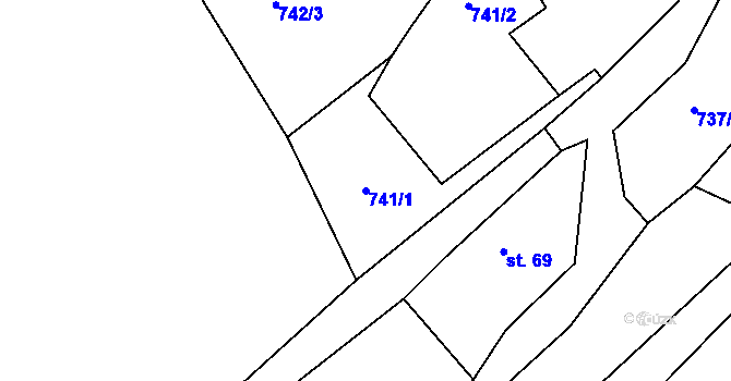Parcela st. 741/1 v KÚ Dalov, Katastrální mapa