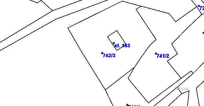 Parcela st. 742/3 v KÚ Dalov, Katastrální mapa