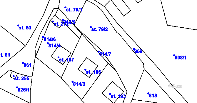 Parcela st. 814/7 v KÚ Dalov, Katastrální mapa