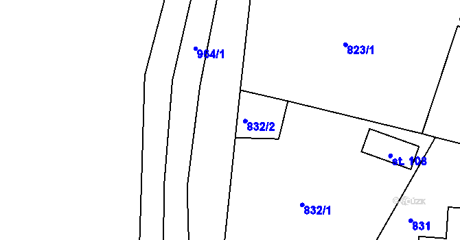 Parcela st. 832/2 v KÚ Dalov, Katastrální mapa