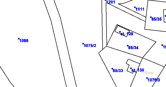 Parcela st. 1076/2 v KÚ Dalov, Katastrální mapa