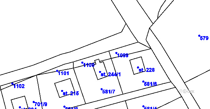 Parcela st. 244/1 v KÚ Dalov, Katastrální mapa