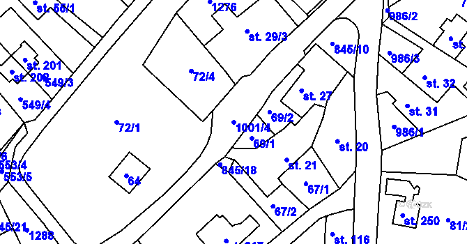 Parcela st. 1001/4 v KÚ Dalov, Katastrální mapa