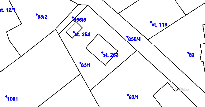 Parcela st. 253 v KÚ Dalov, Katastrální mapa