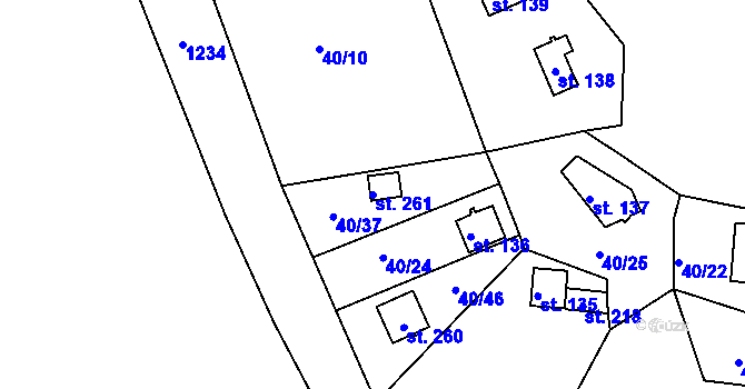 Parcela st. 261 v KÚ Dalov, Katastrální mapa