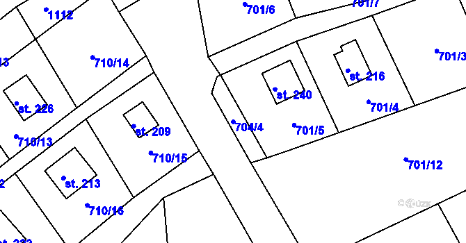 Parcela st. 704/4 v KÚ Dalov, Katastrální mapa