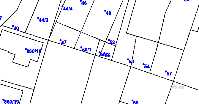 Parcela st. 50/2 v KÚ Dalovice u Mladé Boleslavi, Katastrální mapa